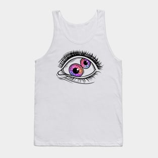 Two Pupils. Psychedelic Eye. Raibow color Tank Top